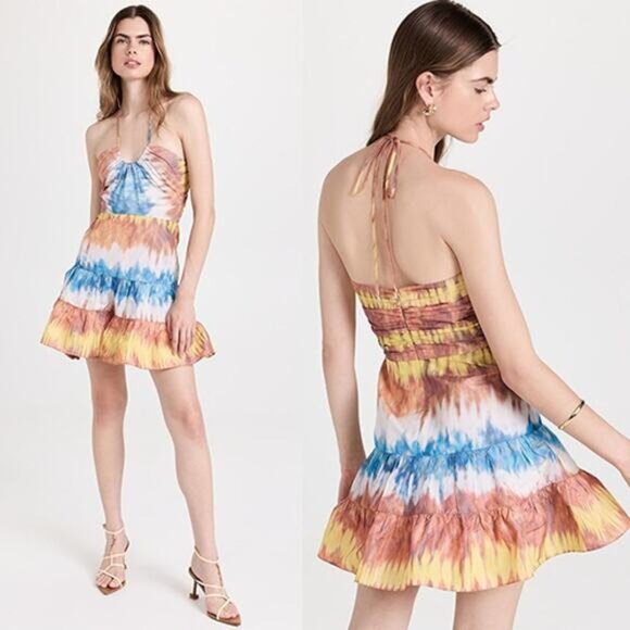 NWT Alexis Naim Dyed Halter-Neckline Open Back Minidress Desert Indigo Size: XS - Picture 1 of 10